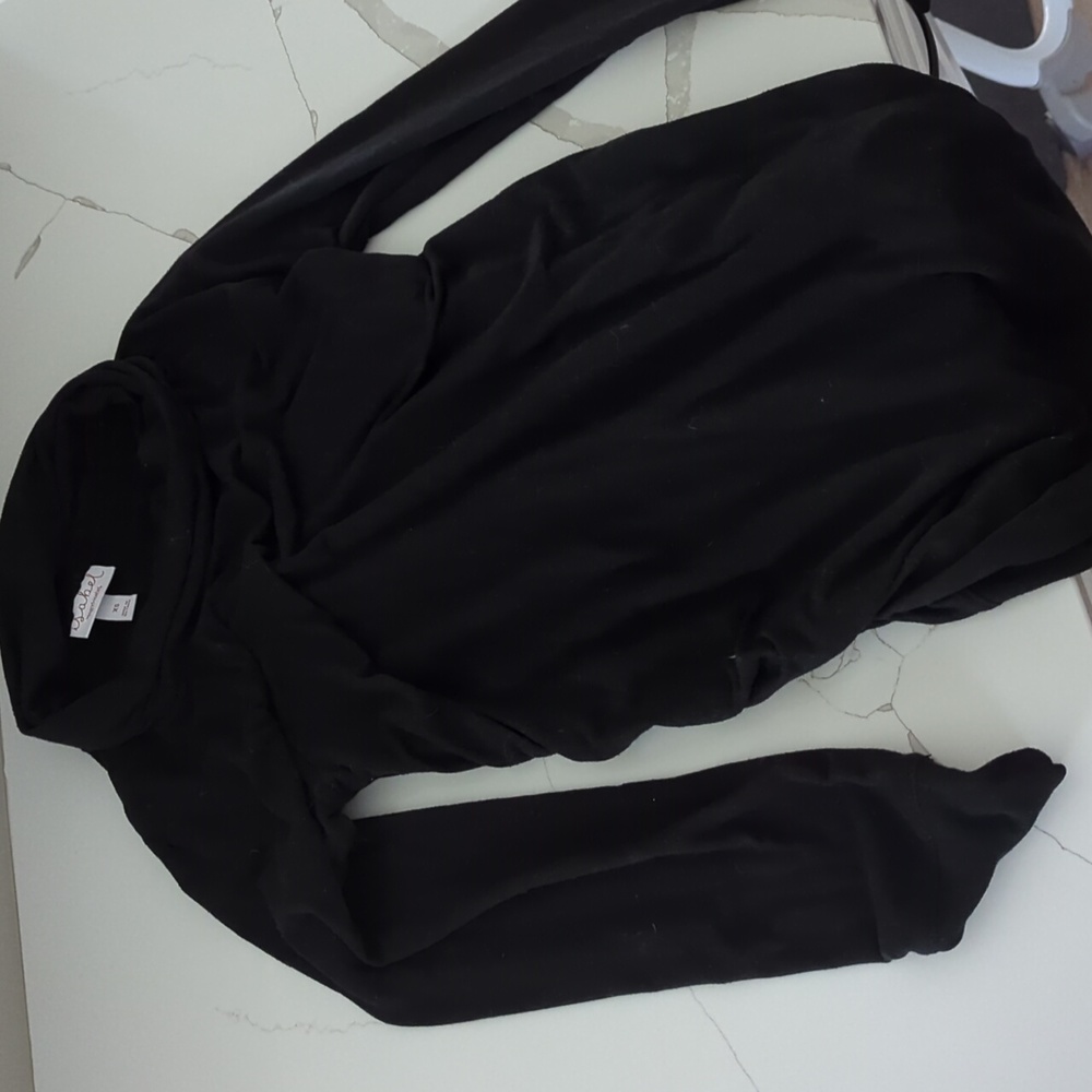 Black cowl neck maternity top
